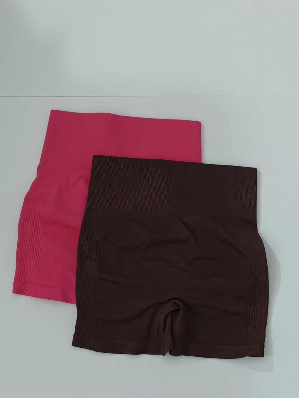 Two Pairs Hot Pink & Brown Scrunch booty Shorts